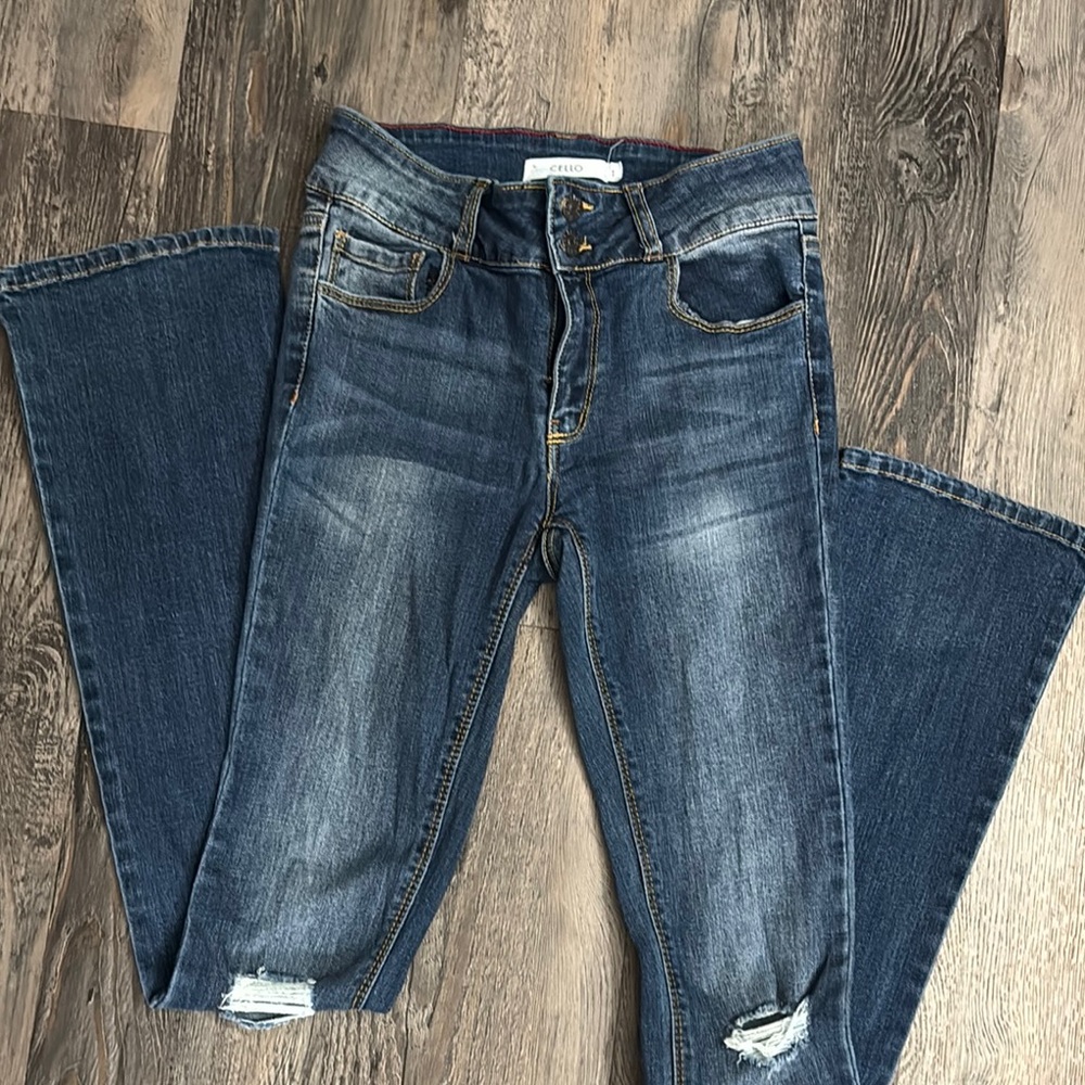 Cello Blue Flare Wide Leg Jeans